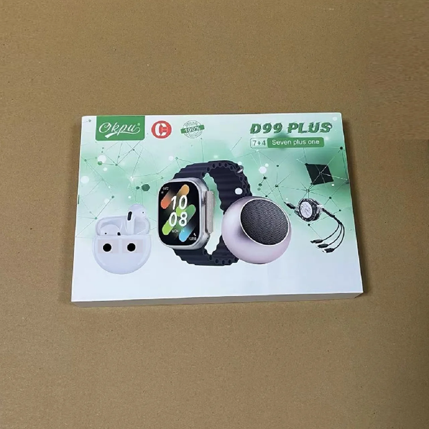 Coffret D99 Plus 3 en 1 : Montre intelligente, Écouteurs sans fil et Mini Enceinte Bluetooth – Le Cadeau Parfait !
