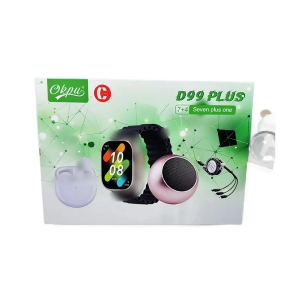 Coffret D99 Plus 3 en 1 : Montre intelligente, Écouteurs sans fil et Mini Enceinte Bluetooth – Le Cadeau Parfait !